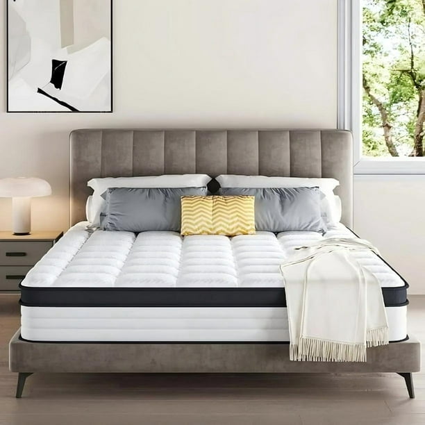 10 Inch Queen Mattress , Hybrid Memory Foam Mattress in a Box with Pocket Spring for Pressure Relief & Comfort Sleep, CertiPUR-US, 100 Nights Trial