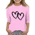 thumbnail image 2 of MEZZALL T-Shirt de Loisirs pour Enfants à Imprimé Cœur, Col Rond, Coupe Ample, Manches 3/4, T-Shirt à Quart de Manche, Hauts Classiques, 10-11 Ans, 2 of 3