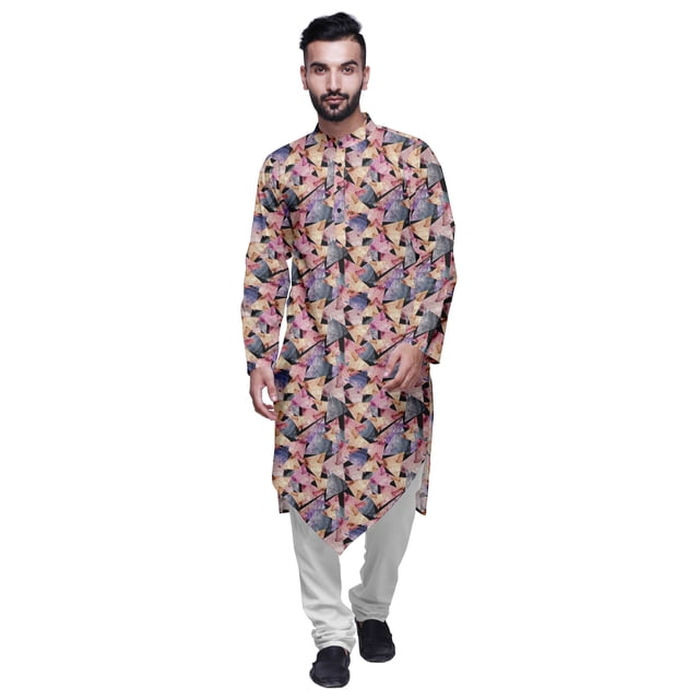 Atasi Cotton Flex Asymmetrical Long Sleeve Kurta For Men Printed Designer Kurta