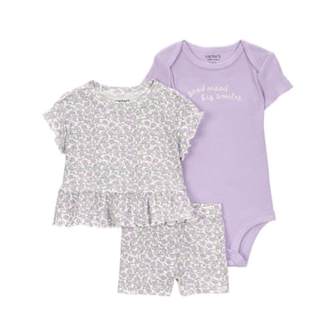 Carter's Child of Mine Infant Girl 3pc Set Purple Floral