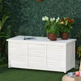 thumbnail image 2 of Outsunny Coffre de Terrasse en Bois Conteneur de Rangement Extérieur avec Fente d'Aération Blanc, 2 of 10