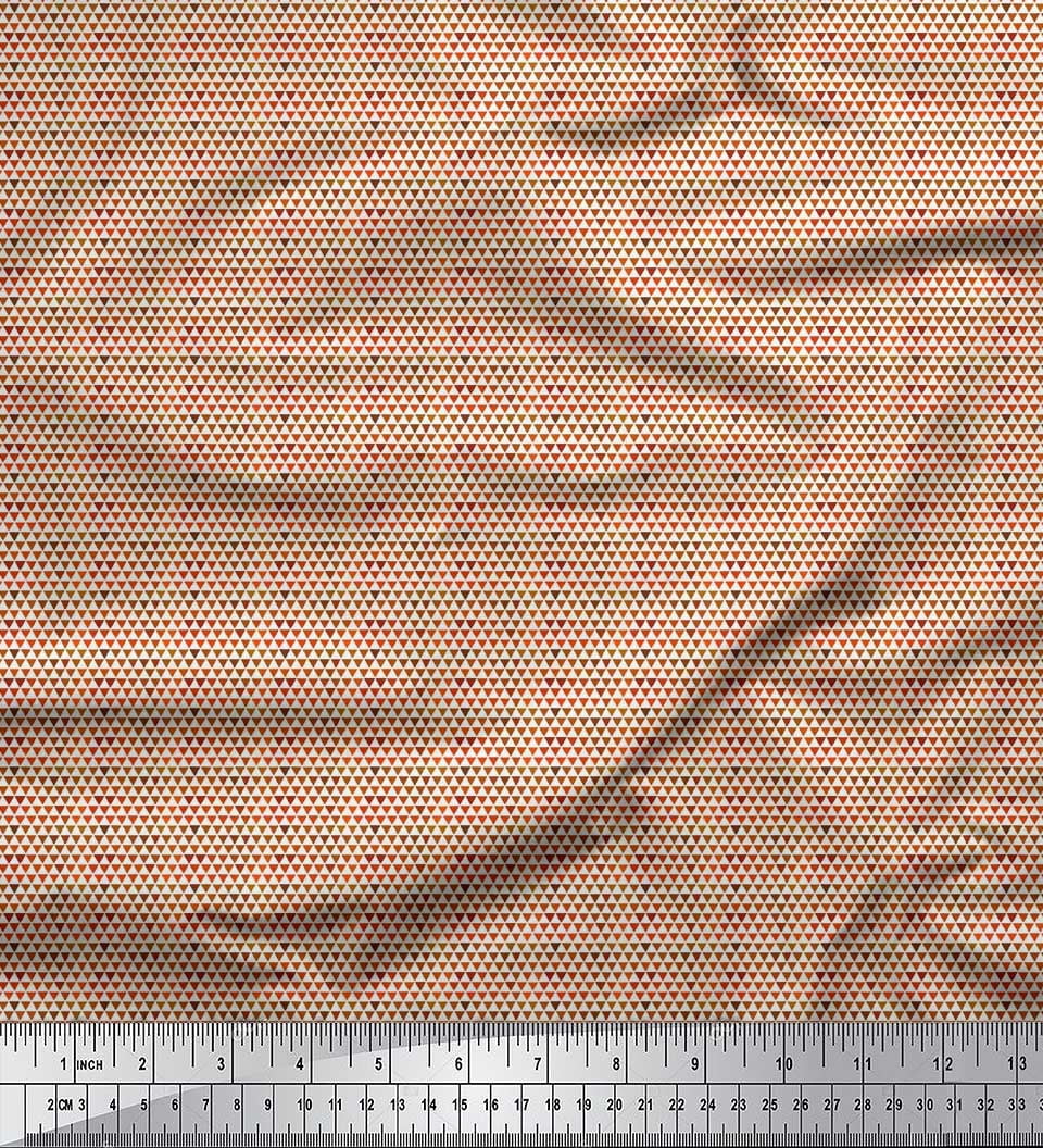 Soimoi Japan Crepe Satin Fabric Triangle Small Print Sewing Fabric Yard 42 Inch Wide