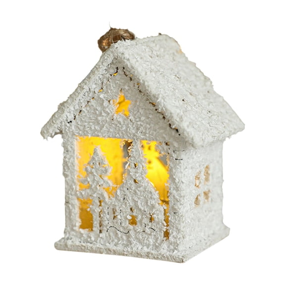 Ensemble de Maisons de Village d'Hiver de Noël avec Décor Éclairé à DEL, Trousse d'Ornements Miniatures en Résine pour Présentation sur Table des Fêtes, Scène de Chalet Enneigé et de Lampadaire