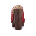 thumbnail image 2 of BLISSFUL STEP Women's Shoes Platform Chunky Heels Open Toe Rivet Faux Suede Slides Sandals Red 5.5, 2 of 7