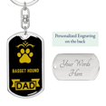 thumbnail image 2 of Basset Hound Porte-Clés en Acier Inoxydable Ou or 18 Carats, 2 of 8