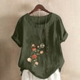 thumbnail image 2 of Birdeem Womens Summer Oversize Casual Round-Neck Short Sleeve Flower Printing Loose Shirt Tops, 2 of 5