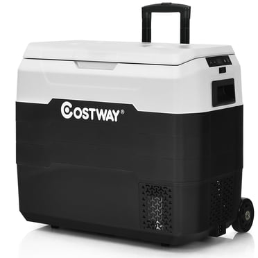 Costway Réfrigérateur de Voiture Portable 53 QT - 4 °F à 50 °F Refroidisseur de Voiture à Double Zone Blanc