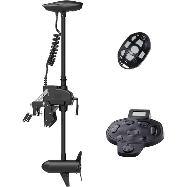 AQUOS Haswing CaymanT Transom Trolling Motor with Wireless Remote & Wireless Foot Control- 55 Lb. Thrust, 39 in. Shaft, Saltwater & Freshwater