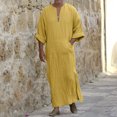 thumbnail image 2 of Ketyyh-chn99 Chemise Habillée Décontractée pour Homme Mode Décontractée pour Homme Coton Col en V Manches Longues Robe Veste Haut Jaune,G, 2 of 5