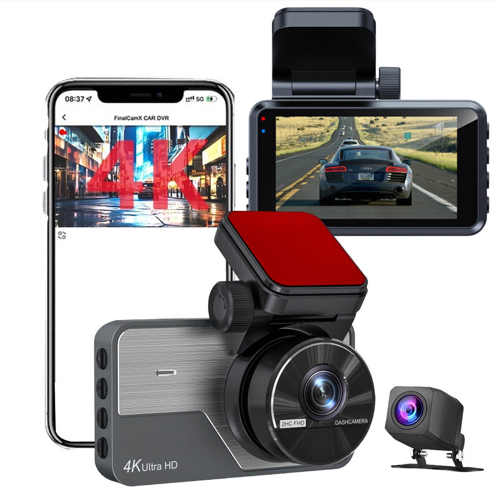 Meitianfacai Dash Cam 4K Front And 2K Rear HD Recording Night Vision Driving Recorder With 3 Inch Screen And WIFI Mobile Phone Interconnection