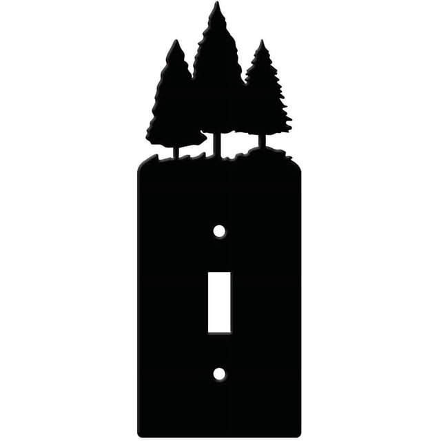 Trees Iron Single Toggle Light Switch Wall Plate Cover Forest Power Outlet Decorations Rectangle Black with Screws for Switch Electric Outlets for 0.37x1 inches Hole Toggle Switch