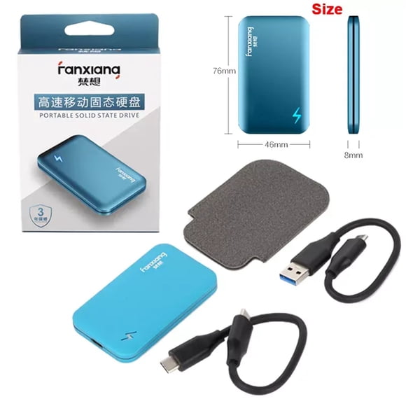 fanxiang P102 Disque SSD Externe à Semi-Conducteurs USB 3.2 Gen2, Disque Dur Externe SSD 1 to avec Câbles C vers A et C vers C, SSD Portable Compatible avec Consoles PC/Mac/Android/Jeux
