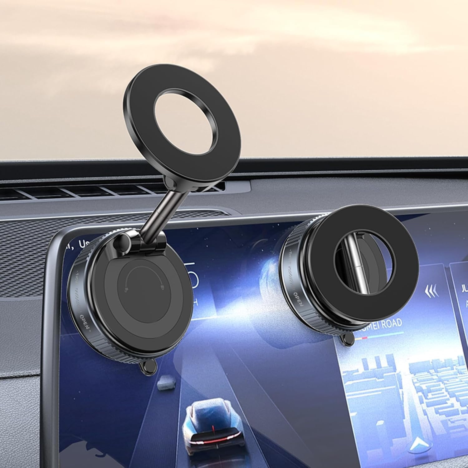 Upgraded Vacuum Magnetic Car Phone Holder, Cell Phone Automobile Cradles, 360° Adjustable Suction Cup Phone Mount Holders for Car/Gym/Mirror Smooth Surface for iPhone Android All Smartphones