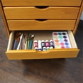 thumbnail image 4 of Pemberly Row Modern Solid Wood 6-Drawers Wide Roll Utility Cart in Med Pine, 4 of 9