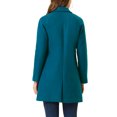 thumbnail image 3 of Allegra K Manteau Mi-Long à Manches Longues Raglan à Revers Croisé pour Femme G Bleu Lac, 3 of 7