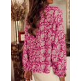 thumbnail image 3 of ORUYROP Chemisiers Chemises Hauts Décontractés Boho à Imprimé Floral à Col en V à Manches Longues Amples pour Femmes, 3 of 7