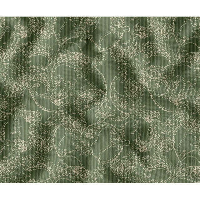 Soimoi Toile de Polyester de 56 Pouces de Large par 3 Yard - Thème Cachemire - Vert - Matériau d'Extérieur et de Rembourrage Résistant à l'Eau