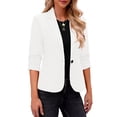 thumbnail image 2 of Timegard Vestes Formelles pour Femmes Manches 3/4 Froncées Couleur Unie Travail Affaires Décontracté Blazer Vestes de Complet, 2 of 7