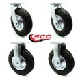 thumbnail image 4 of 8 Inch Swivel Pneumatic Casters Set of 4 - Black Rubber Wheels - Includes 2 Swivel and 2 Rigid - Heavy Duty Casters - 1,200 lbs. Total Capacity - Service Caster Brand, 4 of 4