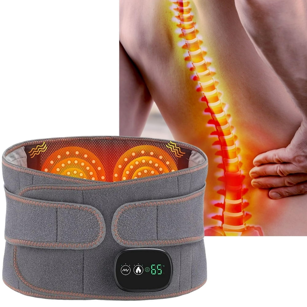 QUTETN Heating Pad Back Pain Lower Back Massager with 3 Massage Modes  for Abdominal and Back Pain Relief
