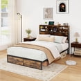 thumbnail image 4 of Costway Full Bed Frame with Charging Station Storage Headboard Under-bed Storage Space, 4 of 10