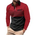 thumbnail image 2 of RXIRUCGD Hommes Décontracté Uni à Rayures à Boutons Manches Longues Col Rabattu Blouse Chemise Hauts, Rouge, Taille : M, 2 of 6