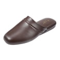 thumbnail image 2 of Pamir Men's Genuine Leather Scuff Slippers with Memory Foam Insole and Leather Outsole Size US 13 Wide Width Brown, 2 of 9