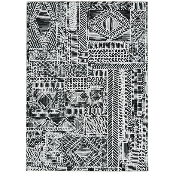 Tapis d'appoint lavable Cayden 3 pi x 5 pi ivoire et noir