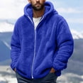thumbnail image 1 of TIMIFIS Blue Men's Heavyweight Fuzzy Sweatshirt Jacket Zip Up Coat Fashion Fleece Warm Jacket, 1 of 5