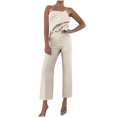 thumbnail image 1 of Soki Women's Off Shoulder Tube Top Rompers High Waist Long Wide Leg Pants Jumpsuits Open Back High Waist Jumpsuit, 1 of 8