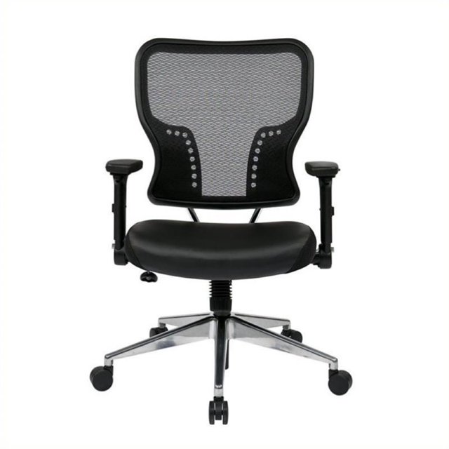 Scranton Chaise de Bureau en Maille avec Assise en Cuir & Co en Noir
