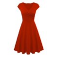 thumbnail image 1 of Robe Swing Robes Rétro pour Femmes Robes de Bal Vintage Robe à Manches Courtes pour Femmes des Années 50 Ménagère Décontractée Robe de Soirée Robe à Col Robe Noire Robes d'Été pour Femmes 2023, 1 of 3