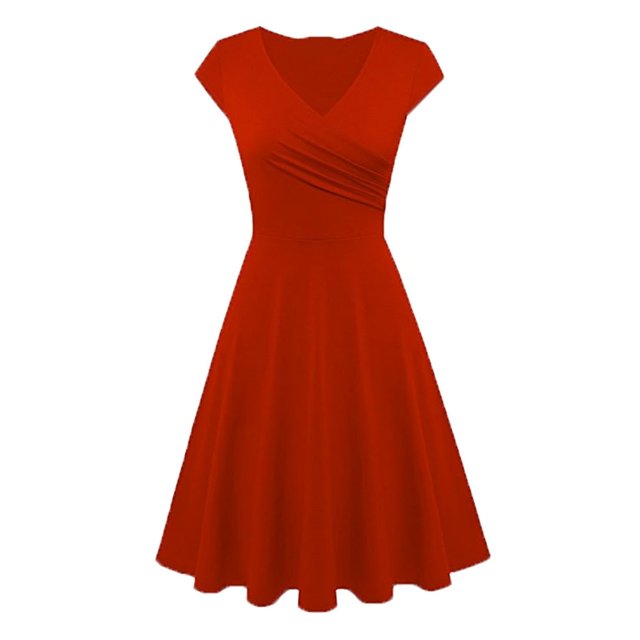 Robe Swing Robes Rétro pour Femmes Robes de Bal Vintage Robe à Manches Courtes pour Femmes des Années 50 Ménagère Décontractée Robe de Soirée Robe à Col Robe Noire Robes d'Été pour Femmes 2023