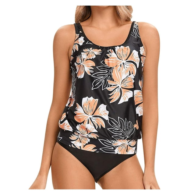 Women Tankini Swimsuit Tummy Control Top With Shorts Two Piece Bathing Suit