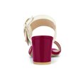 thumbnail image 2 of BLISSFUL STEP Slingback Sandals Contrast Color Chunky Heel Big Circle Buckle Sandals Hot Pink White 6, 2 of 7