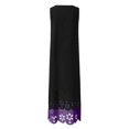 thumbnail image 4 of HKEJIAOI Liquidation des Ventes Robe Fleurie pour Femmes Robe d'Anniversaire Femmes Mode Sans Manches Imprimé Col Rond Longue Robe Maxi Robe Chemise de Plage Violet, 4 of 5