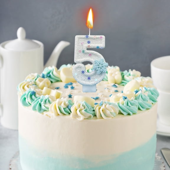 Digital Wax Products, Ice and Snow Digital Candles Snowflake Cake Labels Children's Birthday Decorations Themed Birthday Cakes Paper Cupcakes Boys and Girls' Birthday Supplies 0-9