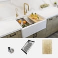 thumbnail image 1 of Stylish Apron From 30" White Composite Granite Single-Bowl Kitchen Sink with 3 Accessories S-830WH, 1 of 9