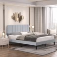 thumbnail image 2 of VECELO Full Size Upholstered Beds, Modern Platform Bed Frame with Adjustable Headboard, Wooden Slats Support/No Box Spring Needed, Light Grey, 2 of 8
