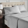 thumbnail image 4 of Hotel Style 4-Piece 600 Thread Count Grey Stripe Egyptian Cotton Adult Bed Sheet Set, King-Deep Pocket, 4 of 6