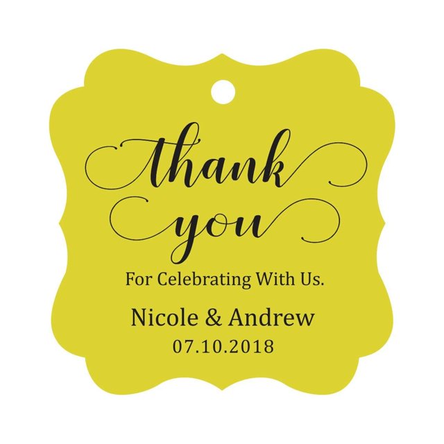 Darling Souvenir Custom Names Thank You For Celebrating With Us Wedding Hang Tags Personalized Party Tags-Yellow-100 Tags