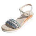 thumbnail image 1 of DAFEI Sandales pour Femmes Habillées en Paille Tressée à Talon Compensé Sandales à Plateforme Simples et Confortables Sandales de Mode d'Été avec Fermeture, 1 of 8
