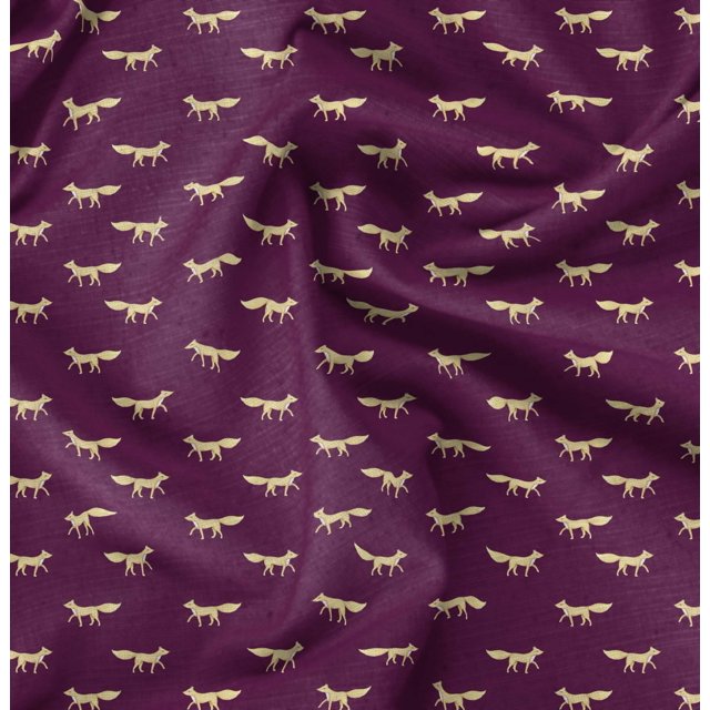 Soimoi Rayon Fabric Fox Animal Print Sewing Fabric Yard 56 Inch Wide