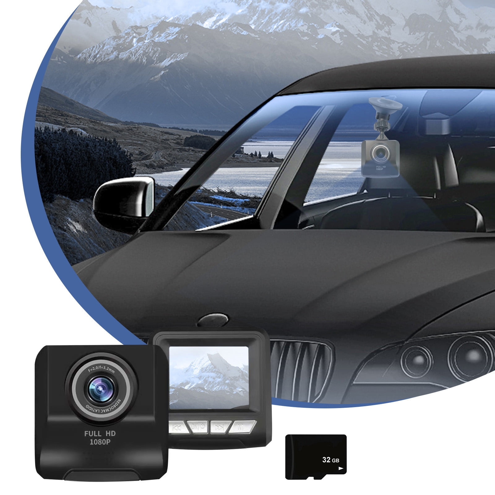 Danhjin Dash Cam Dash Cam Fhd 720P Car Camera 3.0 Inch Mini Screen Car Dash Camera Dashboard Camera With 32Gb Card