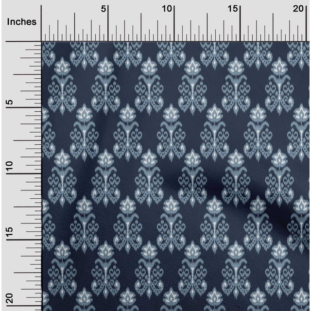 oneOone Silk Tabby Fabric Floral Ikat Print Sewing Fabric BTY 42 Inch Wide