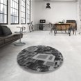 thumbnail image 4 of Ahgly Company Tapis d'Intérieur Lavable à la Machine, Carré, Transitionnel, Gris Foncé Noir, Tapis de Zone, 8 Pieds Carré, 4 of 7