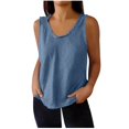 thumbnail image 1 of Plebaso Débardeurs pour Femmes Col Rond Sans Manches T-Shirts Couleur Unie Décontractés Amples Basiques, 1 of 7