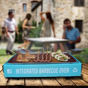 Integrated Disposable Barbecue Stove Outdoor Grill Stainless Steel & Kraft Paper Portable BBQ Fast Burning Charcoal One-Time Use 32x22x5cm 1 Set