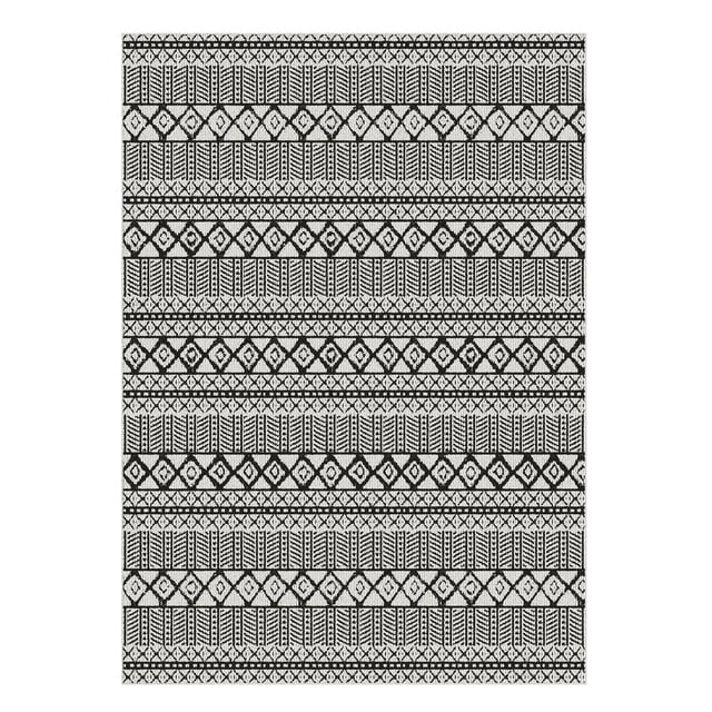 Mainstays Indoor Modern Tribal Geometric Machine-Tufted Black and White Area Rug, 5' x 7', Machine Washable, Non-Skid Backing