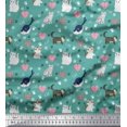 thumbnail image 1 of Soimoi Rayon Fabric Heart,Footprint & Cat Animal Print Fabric by Yard 42 Inch Wide, 1 of 3